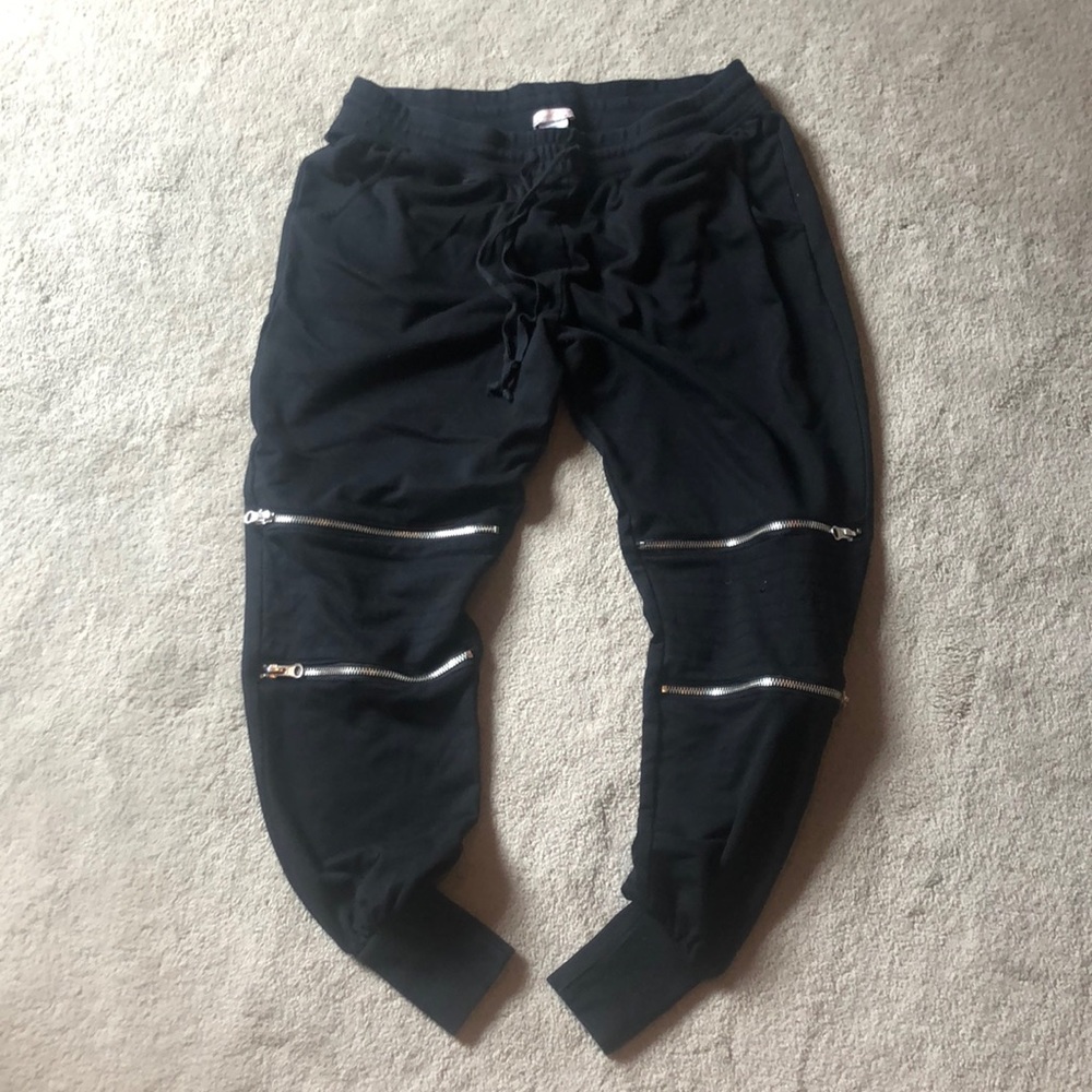 Moto style zip joggers
